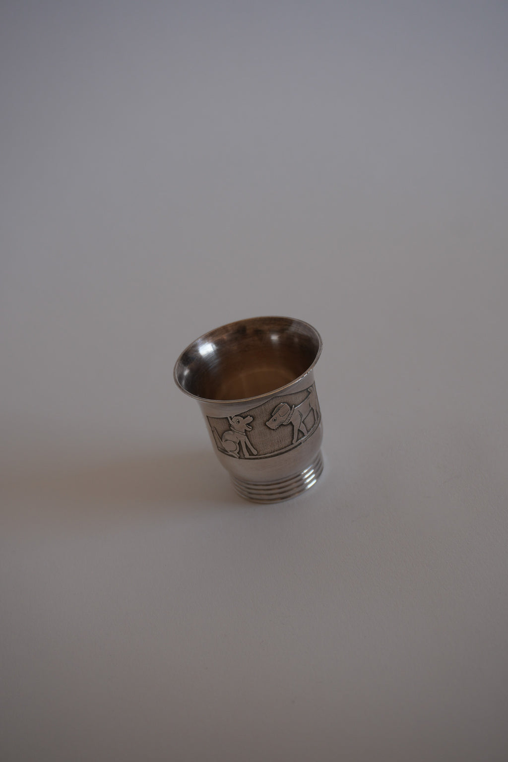 Vintage Engraved Silver Dog Cup