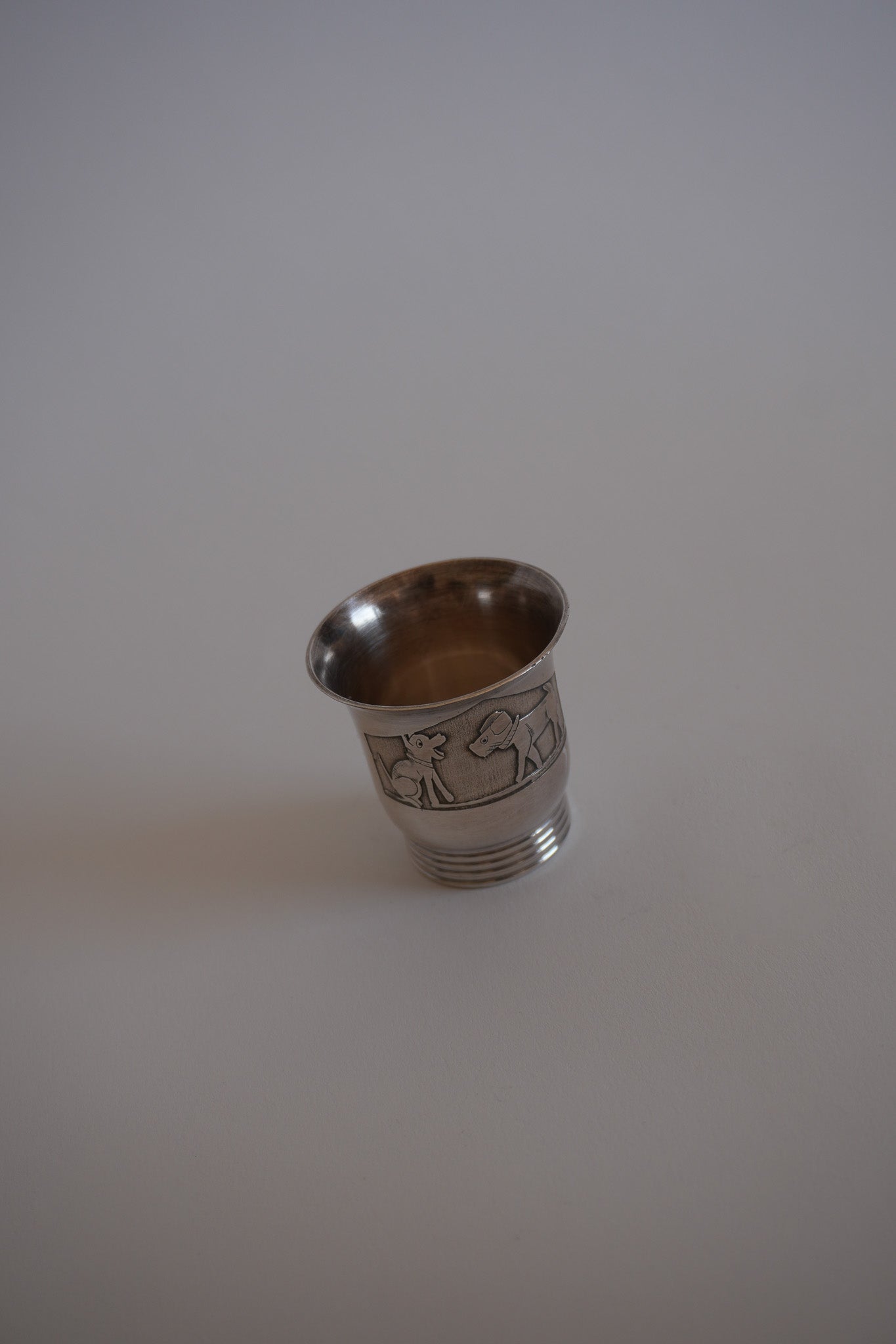 Vintage Engraved Silver Dog Cup
