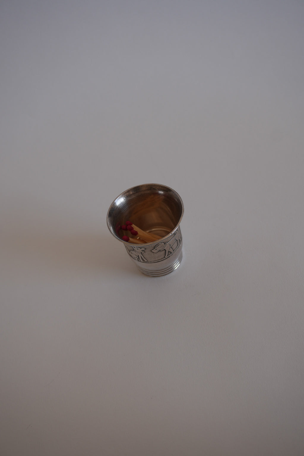 Vintage Engraved Silver Dog Cup
