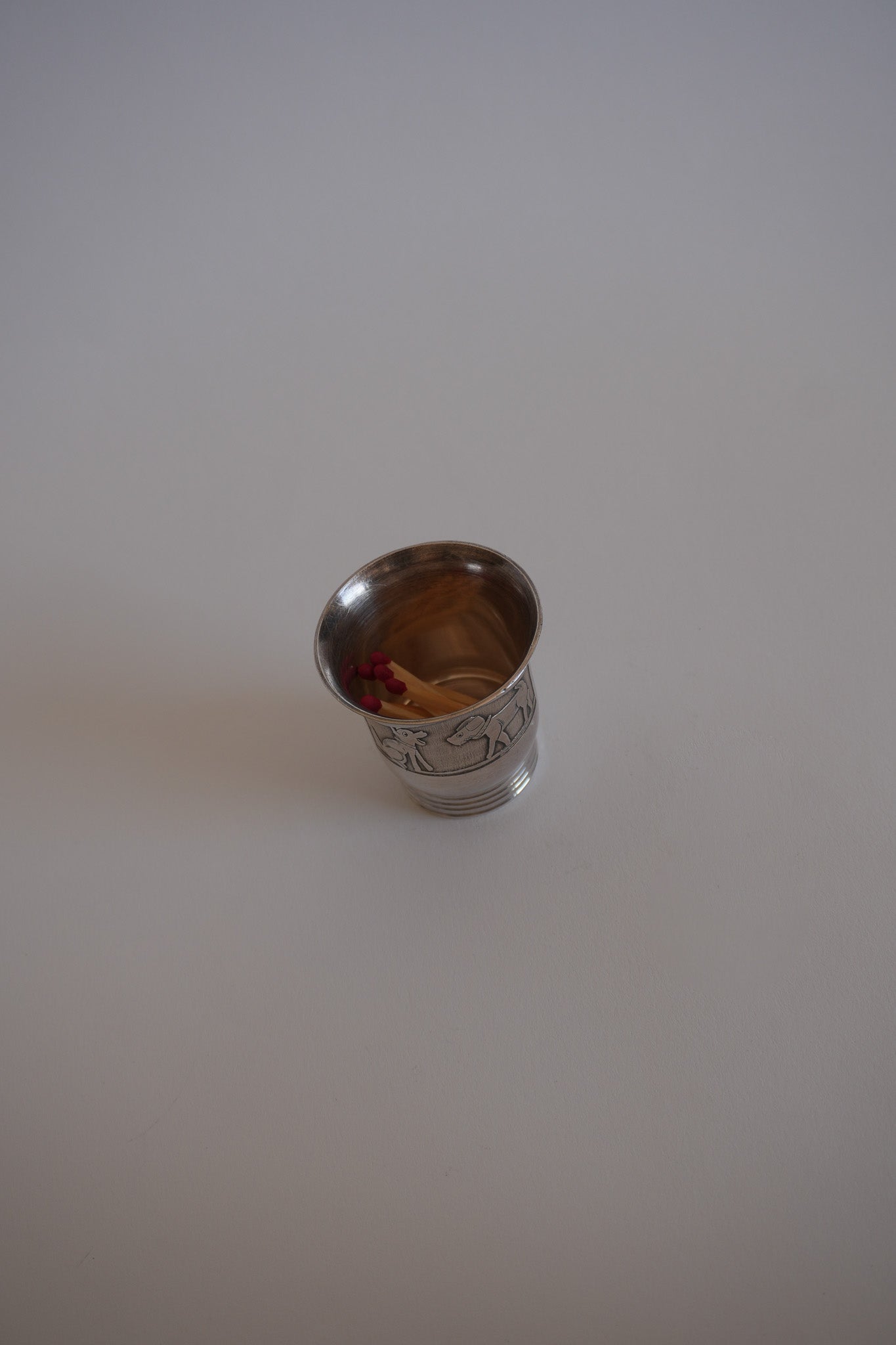 Vintage Engraved Silver Dog Cup